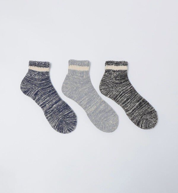 SHIPS Colors 「SHIPS Colors:3足組 スラブ ソックス」|ソックス|ダークグレー