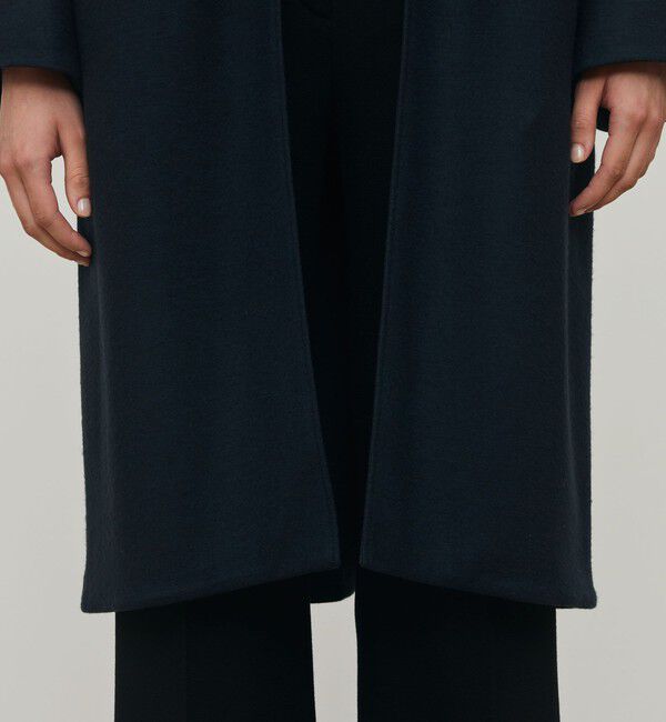DES PRES「ニットコンビネーション ロングコート」|ノーカラーコート|