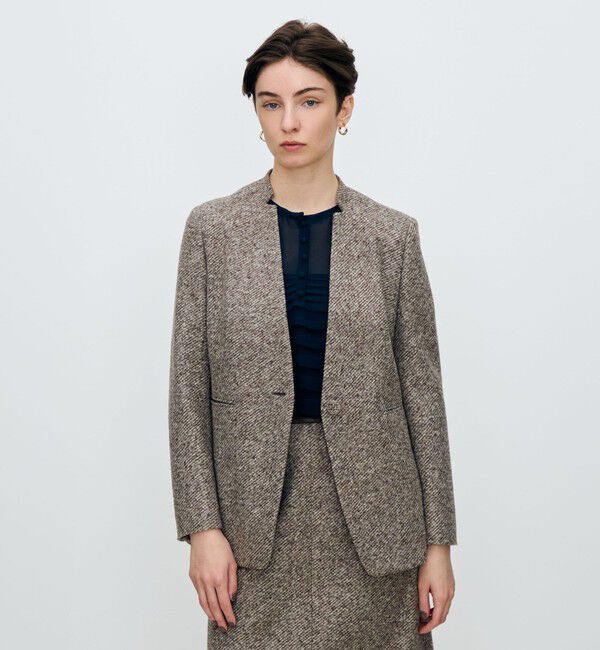 TOMORROWLAND collection「スライバーダイヤゴナル キザミカラージャケット」|ノーカラージャケット|