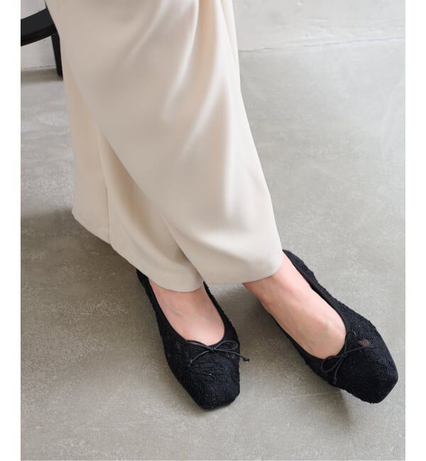  「スクエアソフトレースバレエ」|バレエシューズ|ブラック C