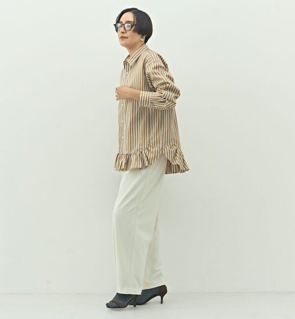 Rie Miller「ウォッシャブル裾フリルレギュラーカラーシャツ」|シャツ・ブラウス|