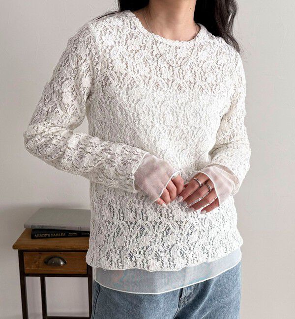 fredy emue「チュールレイヤードレースロンTシャツ」|Tシャツ・カットソー|