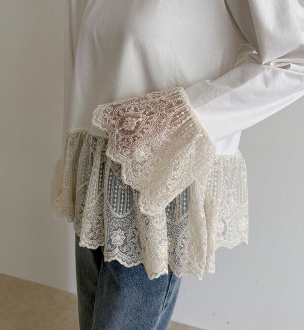 fredy emue「【3回目の追加販売！】レースドッキングロンTシャツ」|Tシャツ・カットソー|