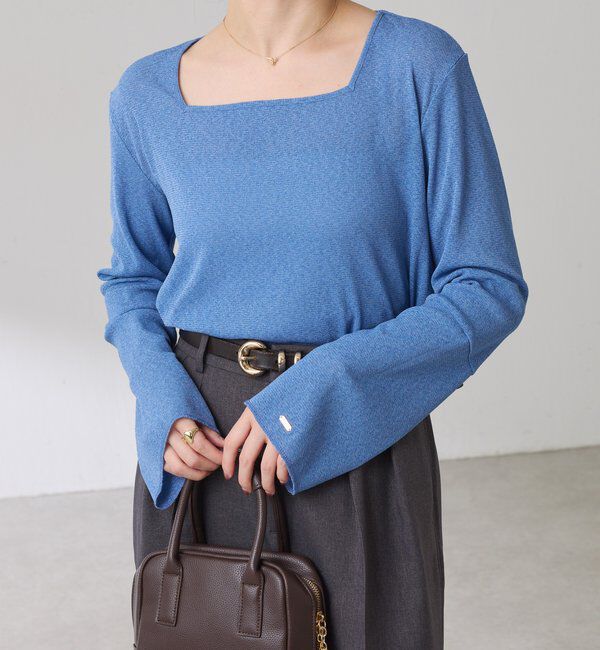  「シアーラメリブスクエアカットソー」|Tシャツ・カットソー|