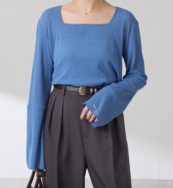  「シアーラメリブスクエアカットソー」|Tシャツ・カットソー|