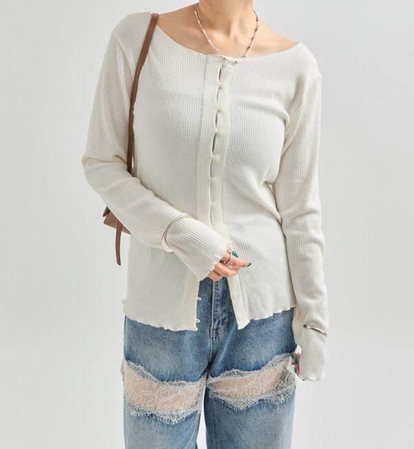  「起毛リブボタンカーディガン」|Tシャツ・カットソー|