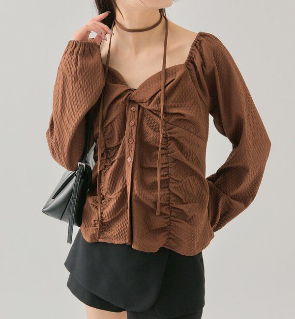 「長袖パフビスチェブラウス」|シャツ・ブラウス|