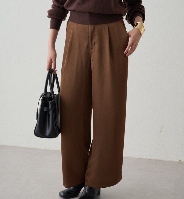  「ワイドベルトサテンパンツ 2nd」|チノ|ブラウン