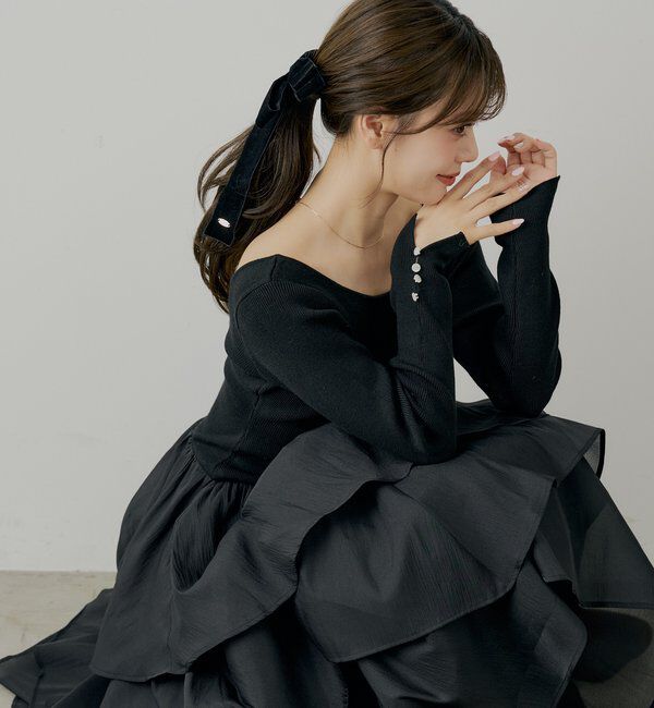  「【SALON by Chico】タックチュールドッキングロングワンピース」|ワンピース|