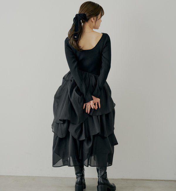  「【SALON by Chico】タックチュールドッキングロングワンピース」|ワンピース|