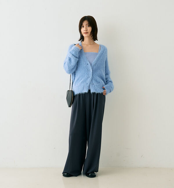 Rouge vif「【2点セット】ファーニットカーデ&times;リブニットキャミ アンサンブル」|カーディガン|