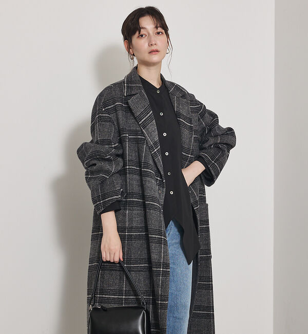 qualite「ウールチェックチェスターコート」|その他|チェック