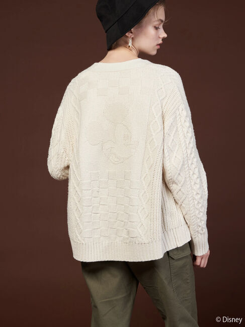  「ケーブルニットカーディガン/Mickey」|カーディガン|アイボリー