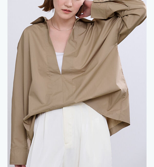 ur's「スキッパーネックドルマンスリーブオーバーサイズシャツ」|シャツ・ブラウス|