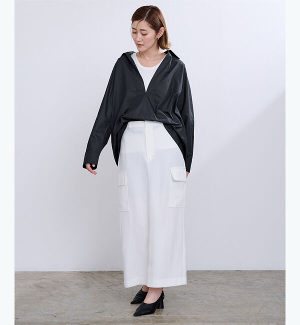 ur's「スキッパーネックドルマンスリーブオーバーサイズシャツ」|シャツ・ブラウス|