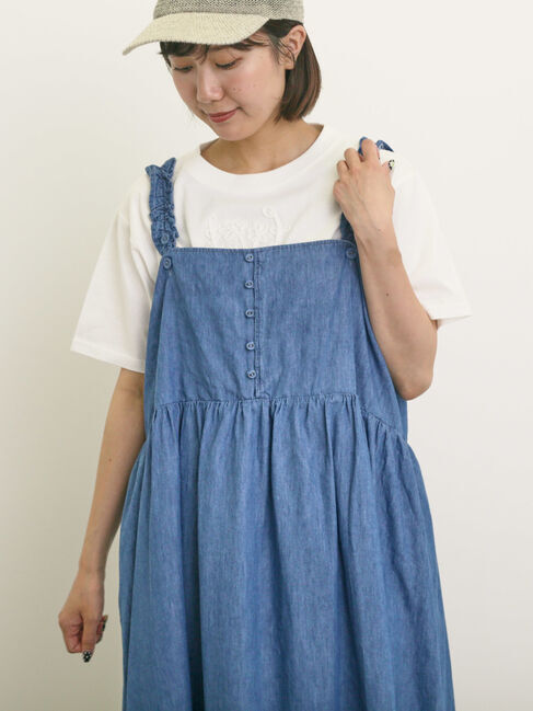 Samansa Mos2「花瓶柄コード刺繍Tシャツ」|Tシャツ・カットソー|オフホワイト