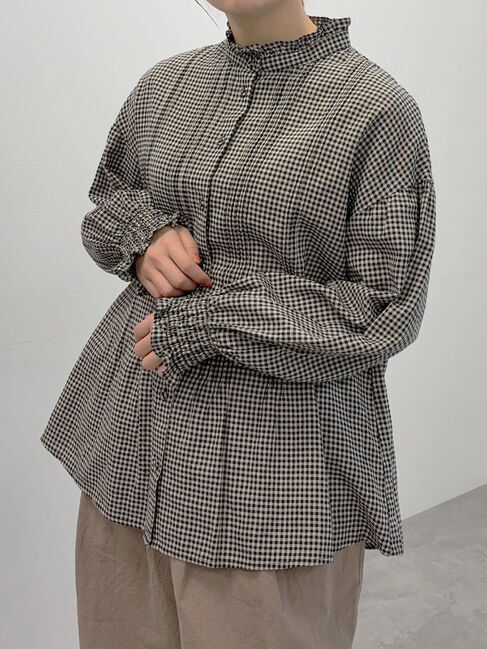 Samansa Mos2「【Cross&times;Linen】ピンタックブラウス」|シャツ・ブラウス|ベージュ