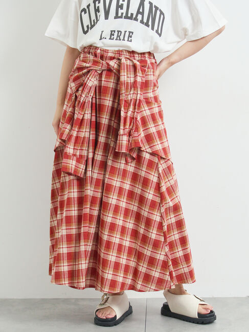 SM2「シャツ巻き風チェックスカート」|スカート|レッド