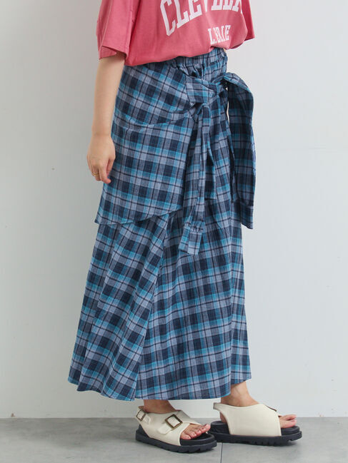 SM2「シャツ巻き風チェックスカート」|スカート|ネイビー