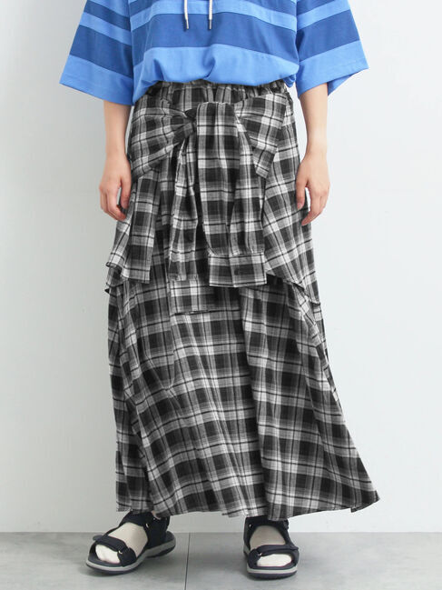 SM2「シャツ巻き風チェックスカート」|スカート|ブラック