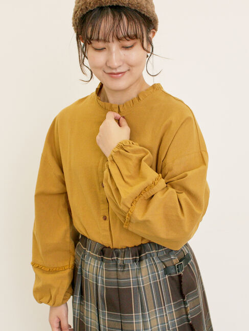 Samansa Mos2「前後2WAY襟フリルチュニック」|シャツ・ブラウス|