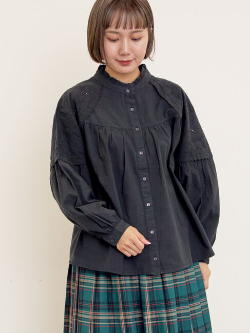 Samansa Mos2「ボレロ風刺繍ブラウス」|シャツ・ブラウス|ブラック