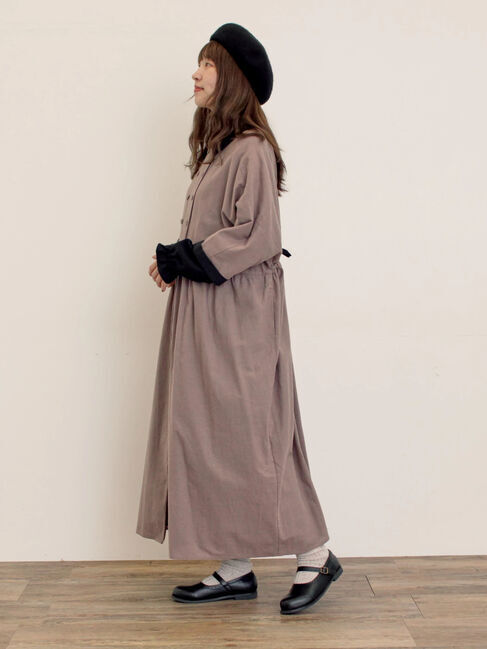 Samansa Mos2「【S/Mサイズ】ドルマンスリーブギャザーワンピース」|ワンピース|モカ