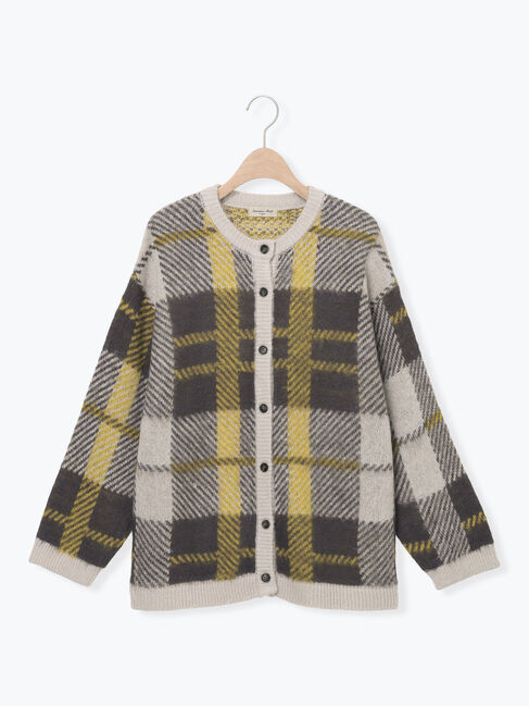 Samansa Mos2「シャギーチェック柄カーディガン」|カーディガン|