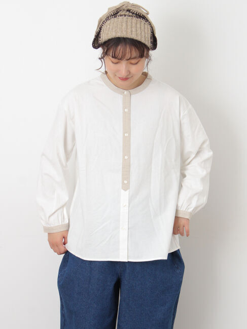 Samansa Mos2「保温加工クレリックシャツ」|シャツ・ブラウス|オフホワイト