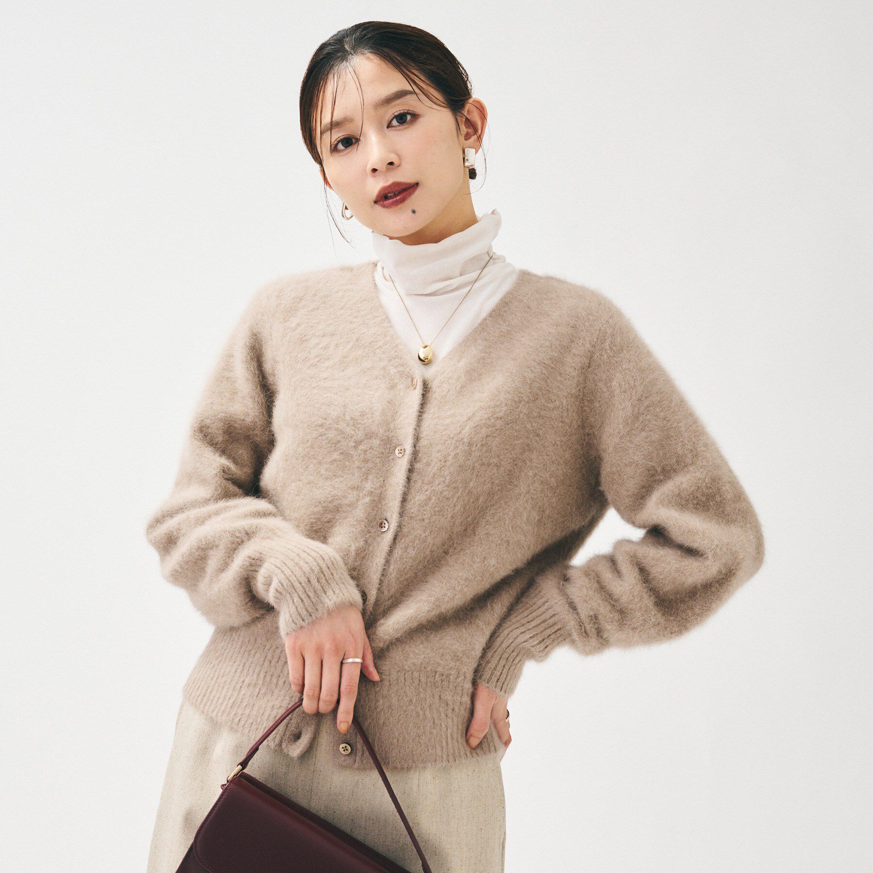 UNTITLED「【ふわふわニット/前後2WAY】フォックスカシミヤカーディガン」|カーディガン|モカブラウン(042