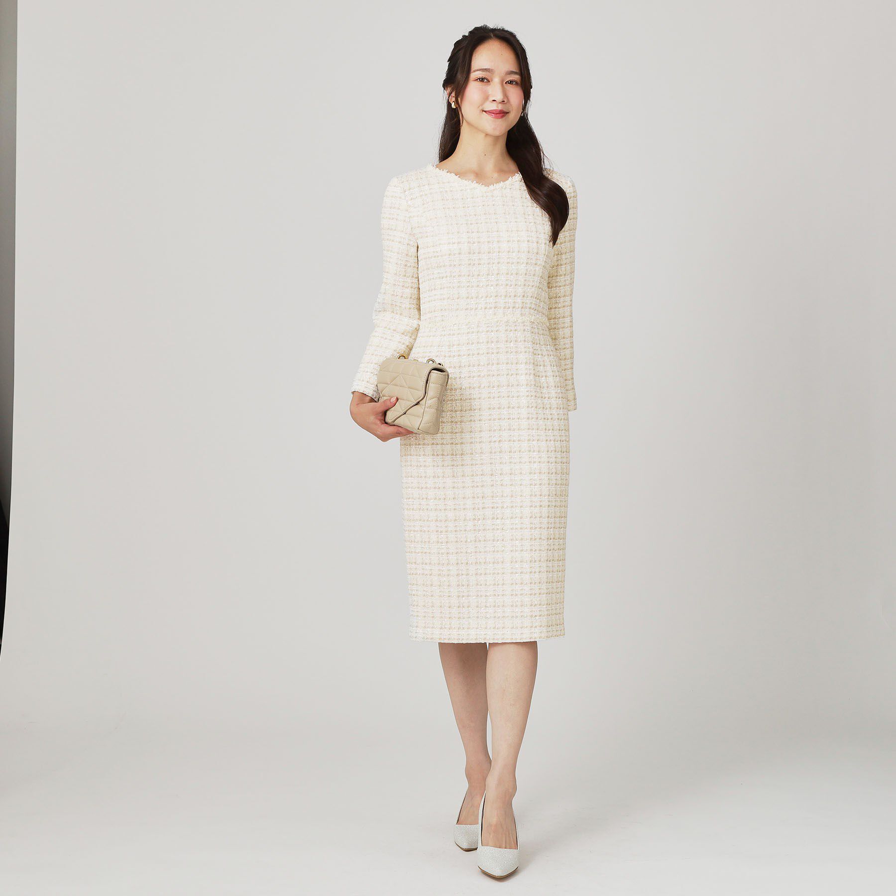 COUP DE CHANCE「【日本製／セットアップ可】ファンシーツィードのワンピース」|ワンピース|