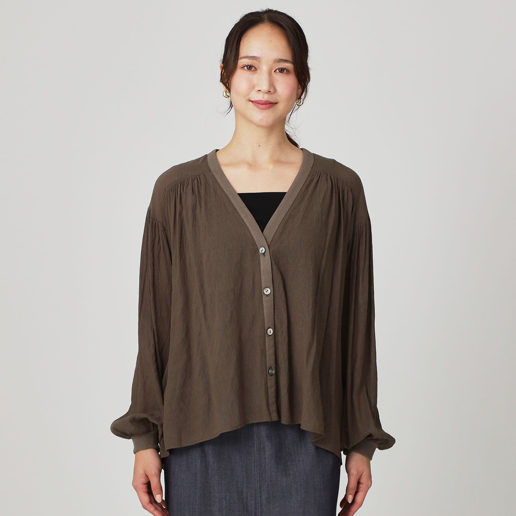 COUP DE CHANCE「【手洗い可】エアリーなシャツ風カーディガン」|カーディガン|