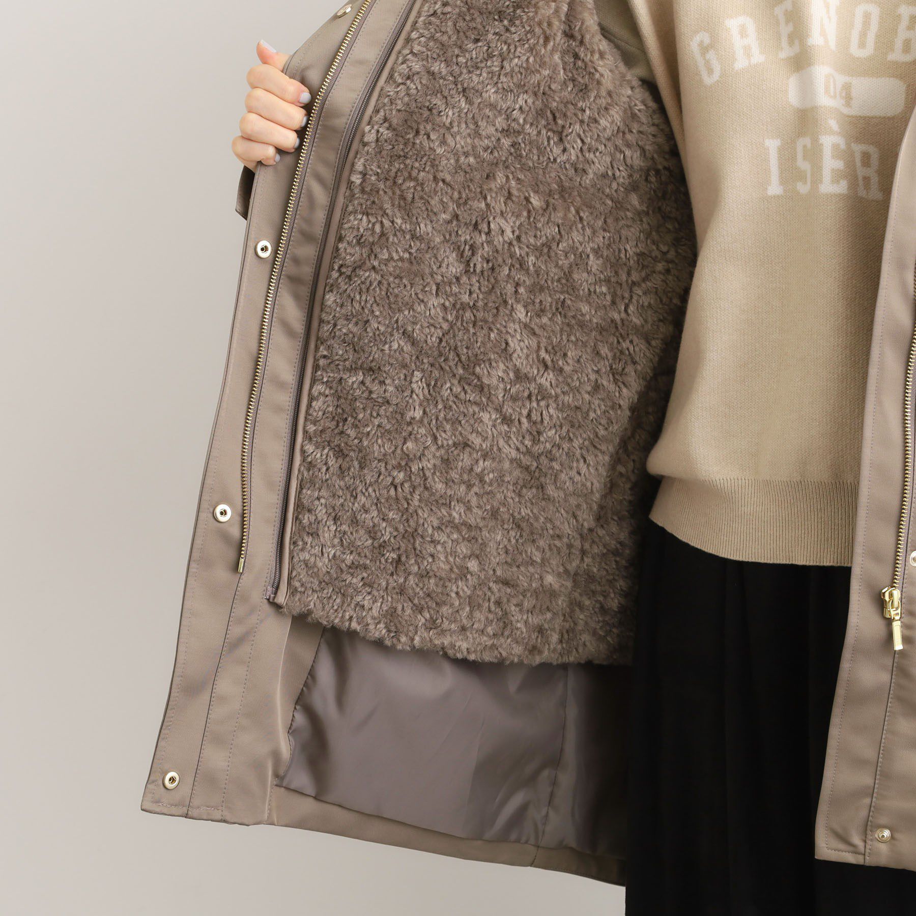 grove「最終お値下げ！！【名品アウター/3WAY・はっ水】ボアライナー付きモッズコート」|ミリタリー・モッズコート|