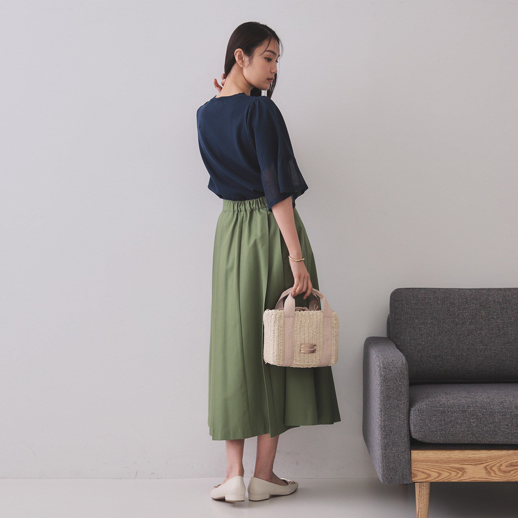 OPAQUE.CLIP「《5色展開》シアーフレアスリーブニット【洗濯機洗い可】」|ニット・セーター|