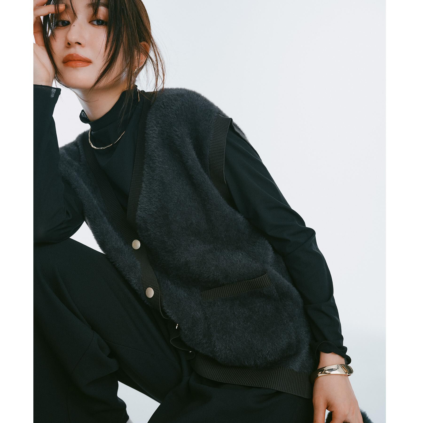 OPAQUE.CLIP「フェザーヤーンニットベスト【洗濯機OK/抗ピル】」|ニット・セーター|