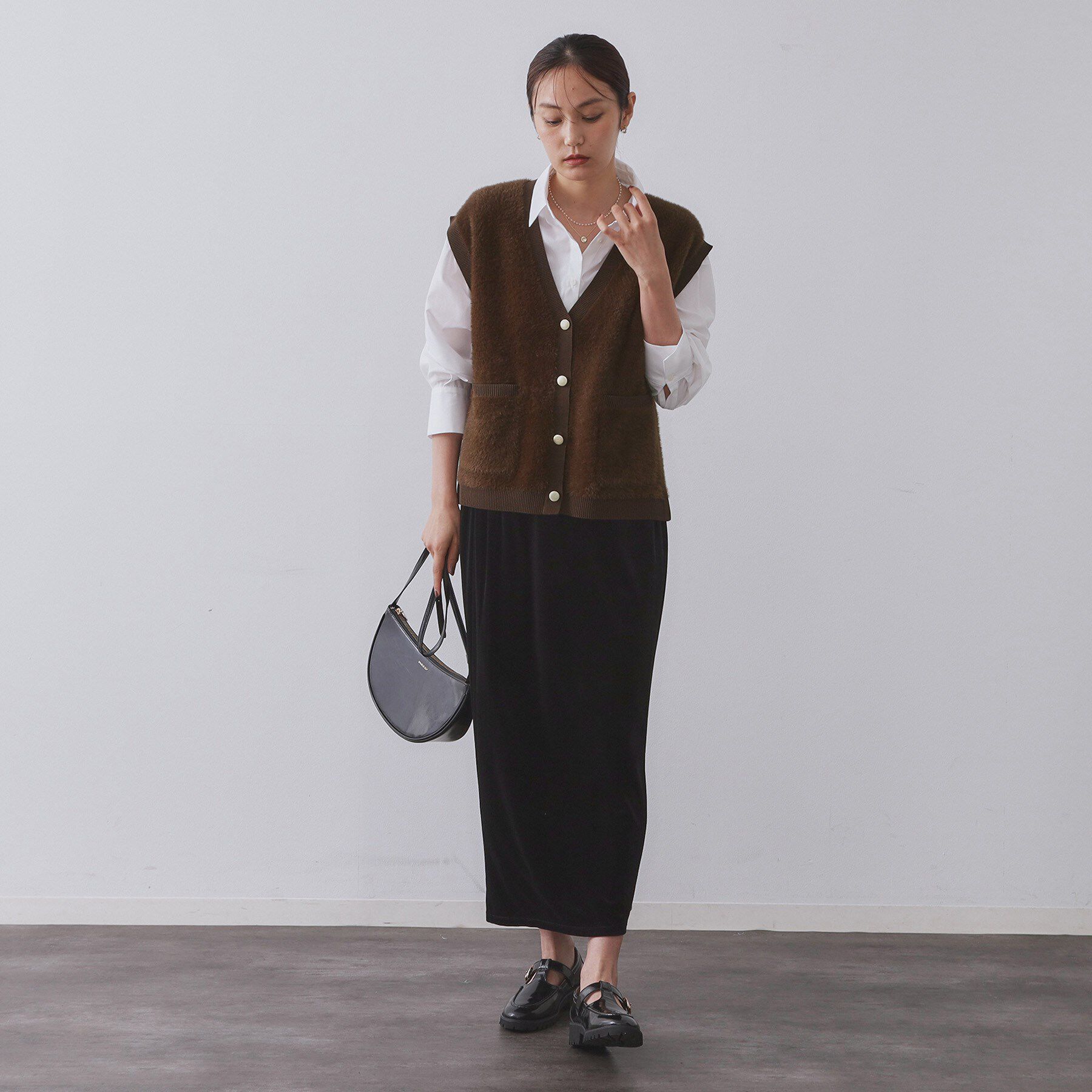 OPAQUE.CLIP「フェザーヤーンニットベスト【洗濯機OK/抗ピル】」|ニット・セーター|