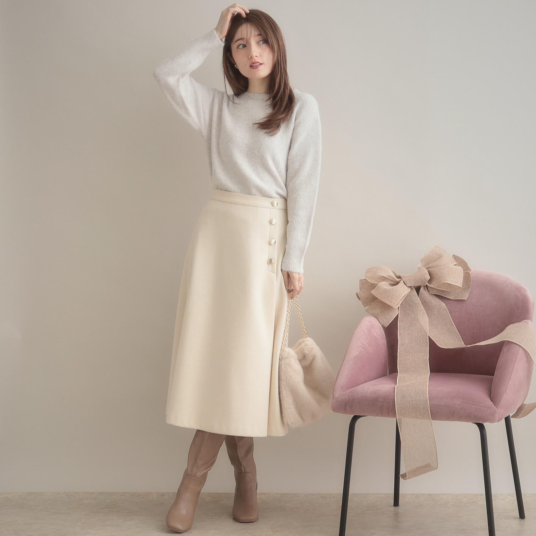 Couture broach「【前後2WAY】スパンコールラメフェザー ニット」|ニット・セーター|