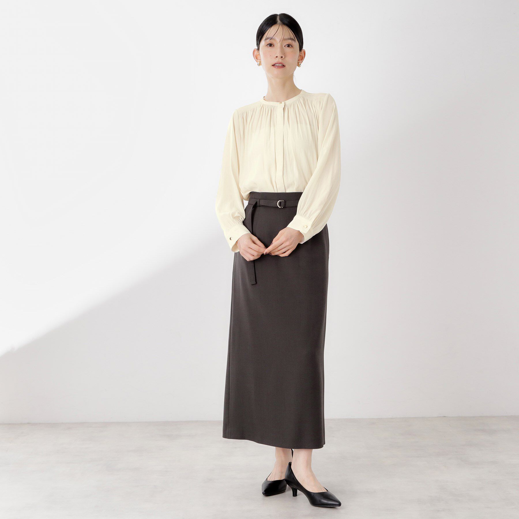 THE SHOP TK「ヴィンテージサテンギャザーシャツ」|シャツ・ブラウス|