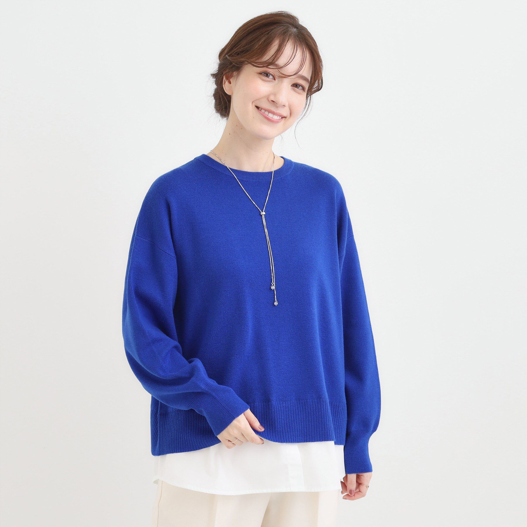 SHOO･LA･RUE「【洗濯機可/毛玉になりにくい】一枚で簡単こなれ見え 裾フェイクレイヤード風ニット」|ニット・セーター|