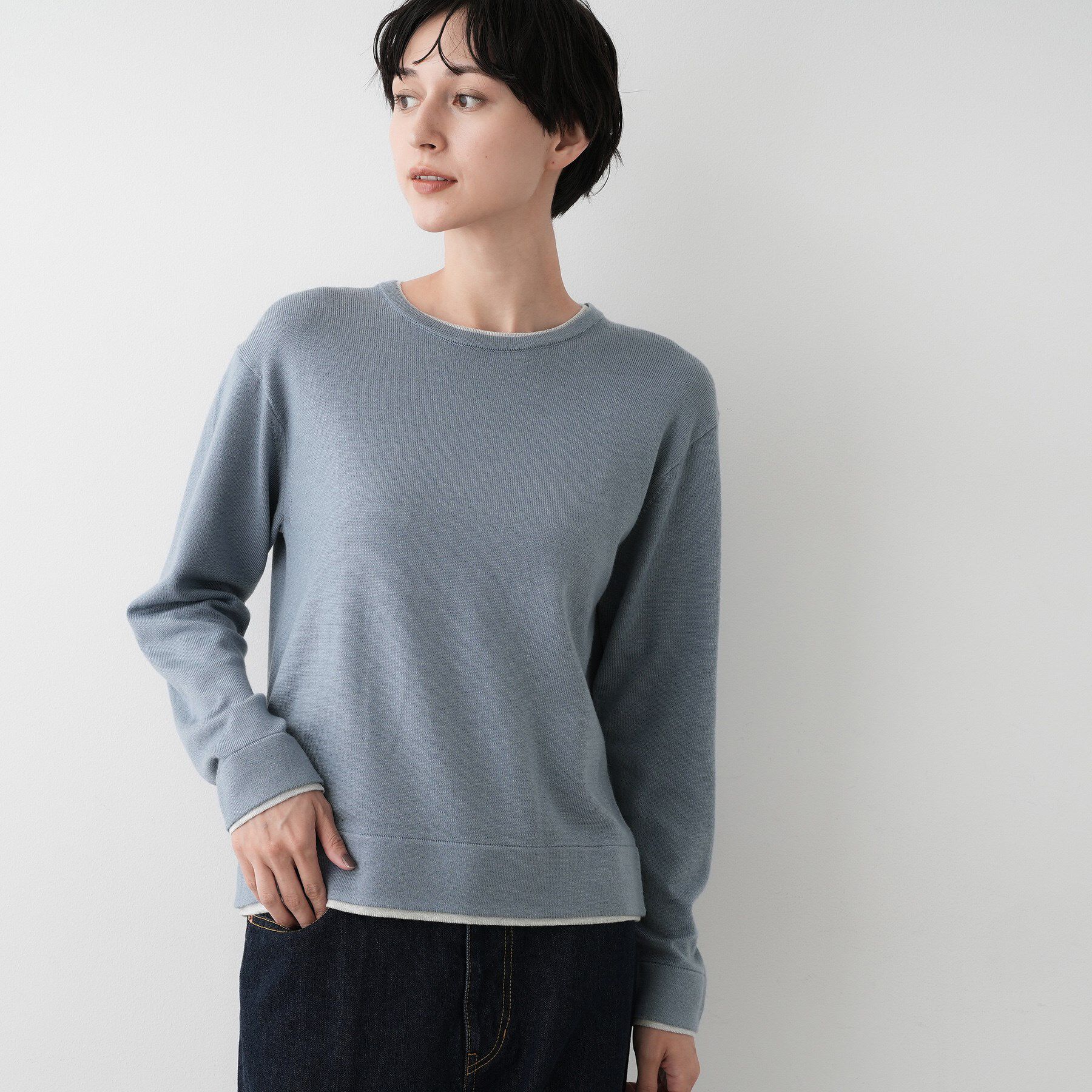 Dessin「【ユニセックス/洗える】バイカラーニット」|ニット・セーター|