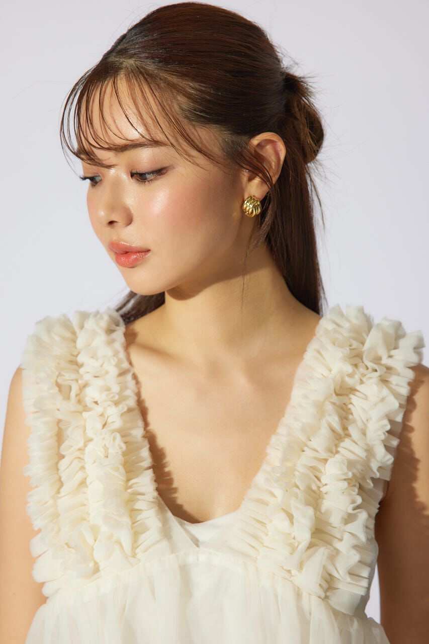 rienda「ボリュームチュールペプラムブラウス」|シャツ・ブラウス|