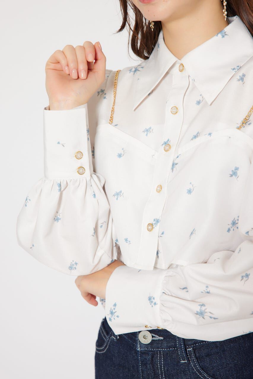 rienda「チェーンデザインシャーリングブラウス」|シャツ・ブラウス|