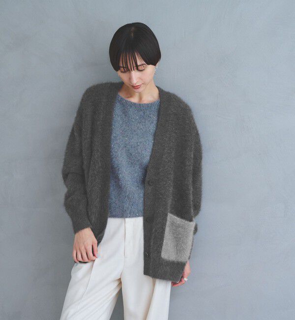 UNITED ARROWS「フォックスカシミヤ スパンコール ミドル カーディガン」|カーディガン|DK.GRAY