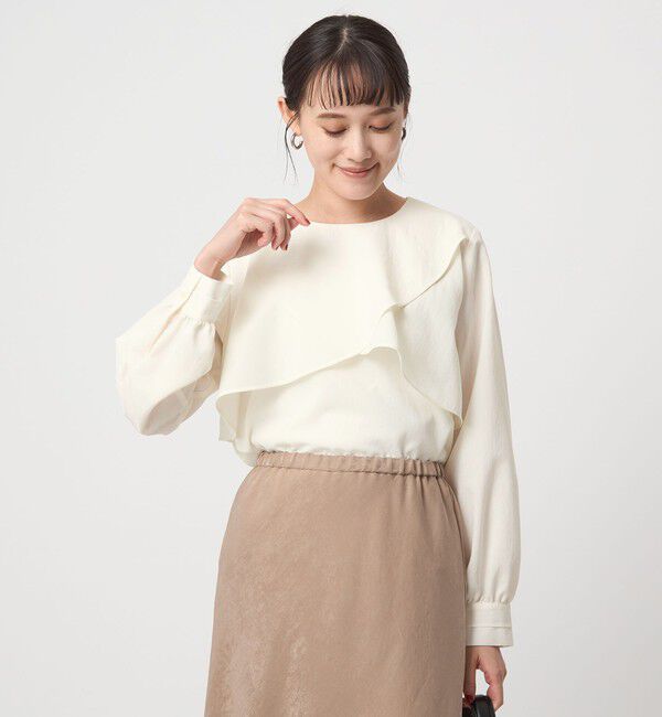 UNITED ARROWS green label relaxing「ケープ ロングスリーブ ブラウス」|シャツ・ブラウス|OFF WHITE