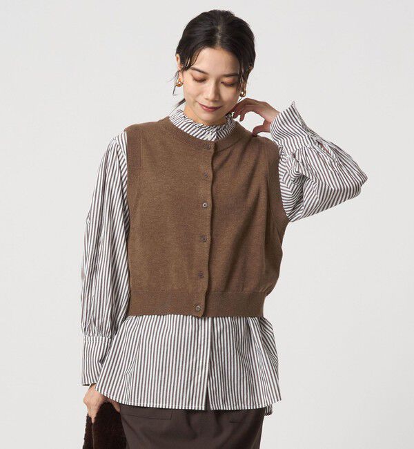 UNITED ARROWS green label relaxing「ニットベスト&times;フリルネック ブラウス」|シャツ・ブラウス|MD.BROWN