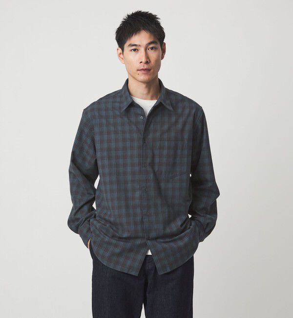 UNITED ARROWS green label relaxing「TRフラノ パターン ジャストルーズ レギュラーカラー シャツ」|シャツ・ブラウス|