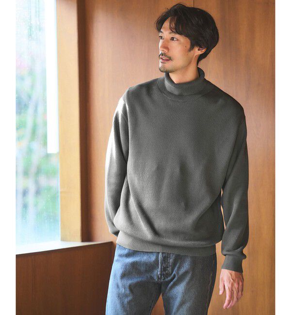 UNITED ARROWS green label relaxing「コットン アゼ タートル ネック ニット」|ニット・セーター|DK.GRAY