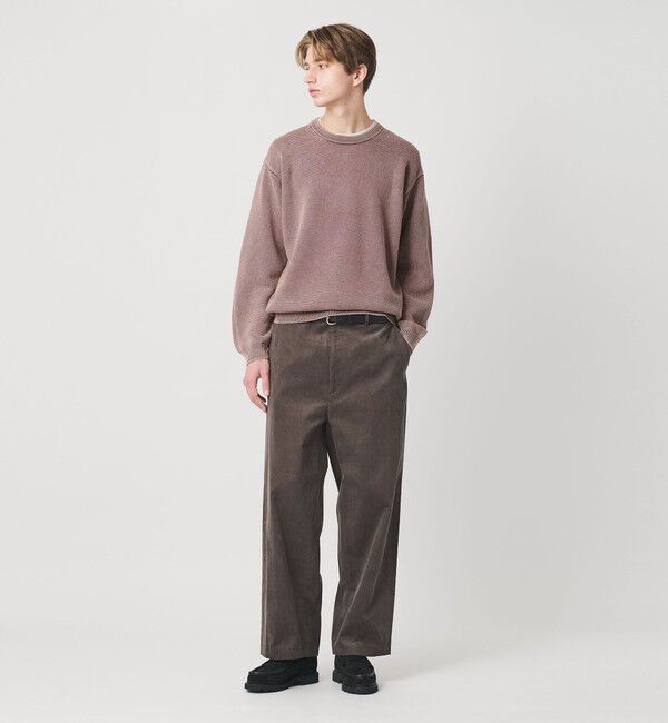 BEAUTY&YOUTH UNITED ARROWS「アシッドウォッシュ コットン クルーネック ニット 手洗い可能」|ニット・セーター|