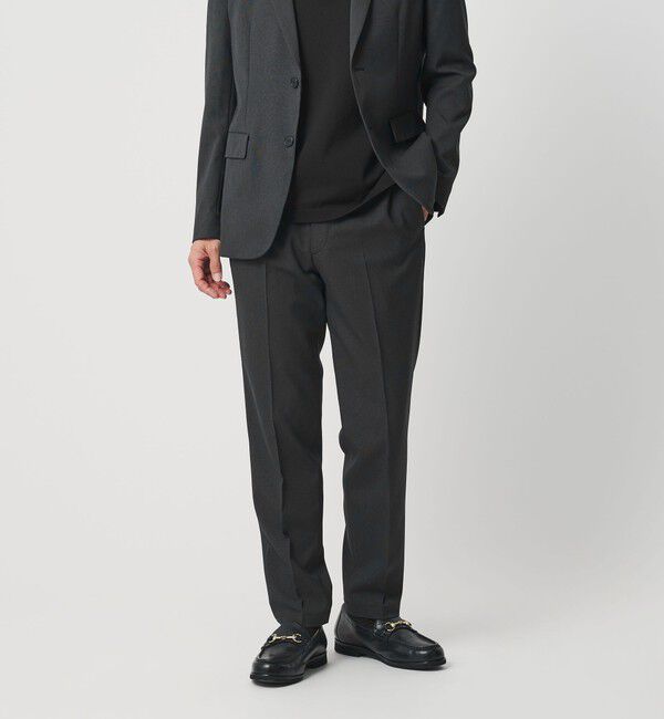 BEAUTY&YOUTH UNITED ARROWS「ピンヘッド ポリエステル ノープリーツ スリム パンツ NO.1 セットアップ対応可能」|チノ|DK.GRAY