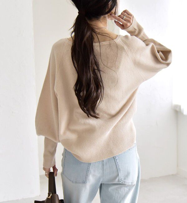 quaranciel「quaranciel:〈手洗い可能〉AQUA カシミヤ ミックス ボートネック ロングリブ パフ ニット」|ニット・セーター|